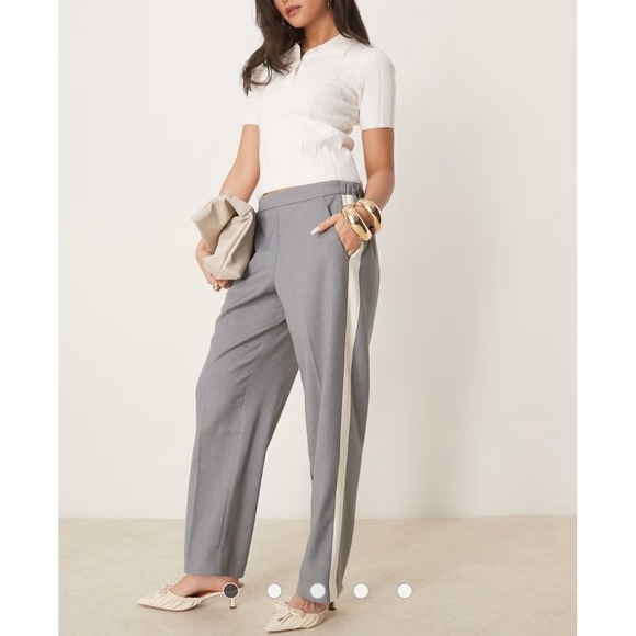 Abercrombie & Fitch Pants - Abercrombie & Fitch Grey Side Stripe Wide Leg Trousers Pants XSL X-Small Long